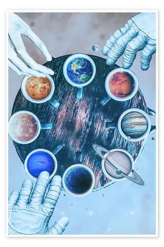 El sistema solar en tazas de café de Gen Z