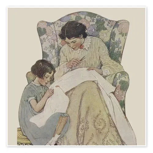 Embroidery With Mother de Jessie Willcox Smith Bridgeman Images