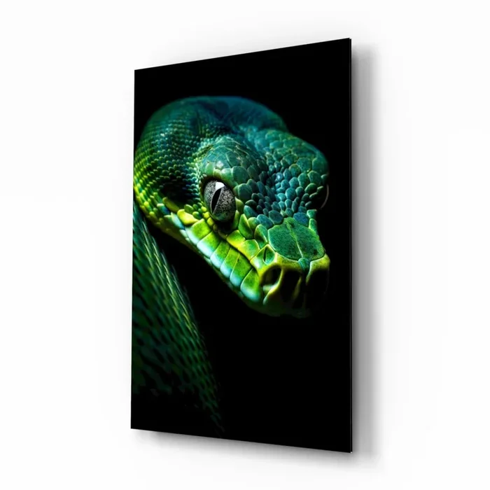 Emerald Green Viper Glass Wall Art Designer Collection – 28.5 » X 18 «