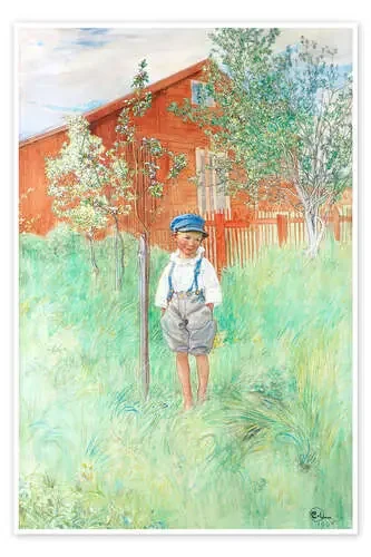 Esbjörn delante de su propio manzano de Carl Larsson Master Collection