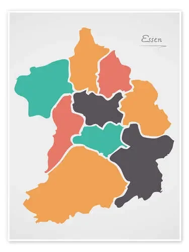 Essen city map modern abstract with round shapes de Ingo Menhard