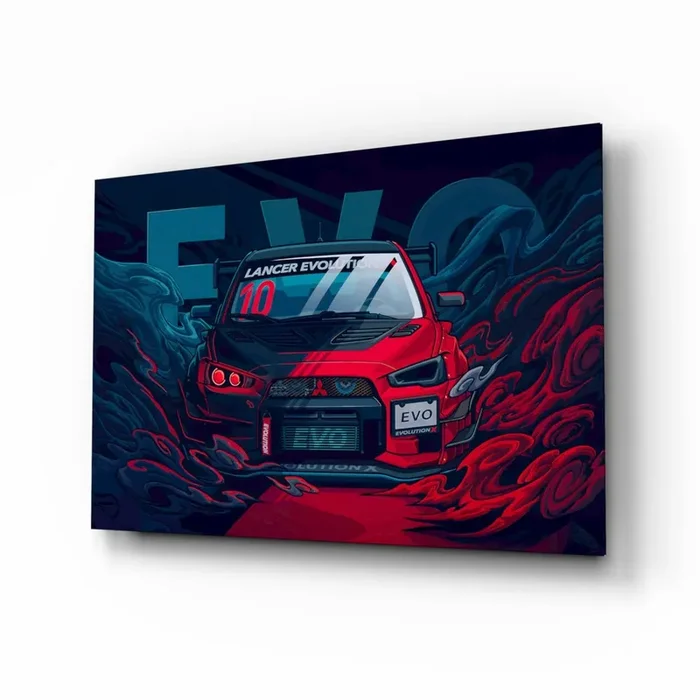 EVO X Red Storm Glass Wall Art Designer Collection – 28.5 » X 18 «