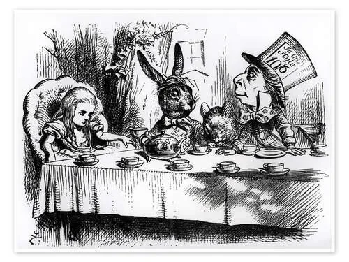 Fiesta del Té con el sombrerero loco de John Tenniel Bridgeman Images