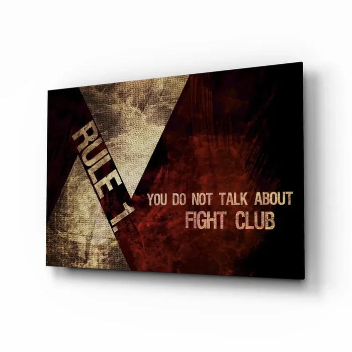 Fight Club Rule 1 Glass Wall Art – 28.5 » x 18 «