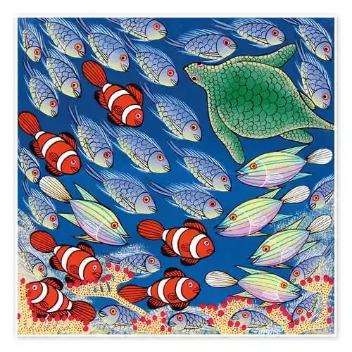 Fish with turtle de Majidu Tanzania Art & Licensing