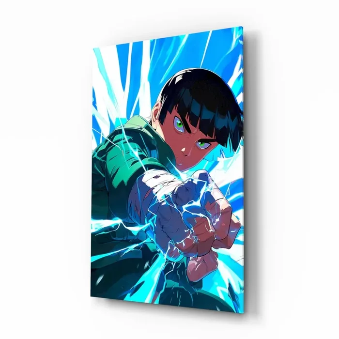 Fist Power Rock Lee Glass Wall Art Designer Collection – 28.5 » X 18 «