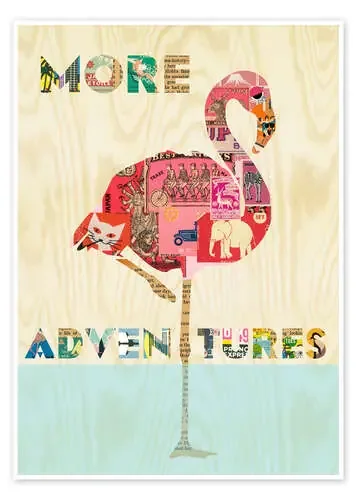 Flamingo Collage auf Holz de GreenNest