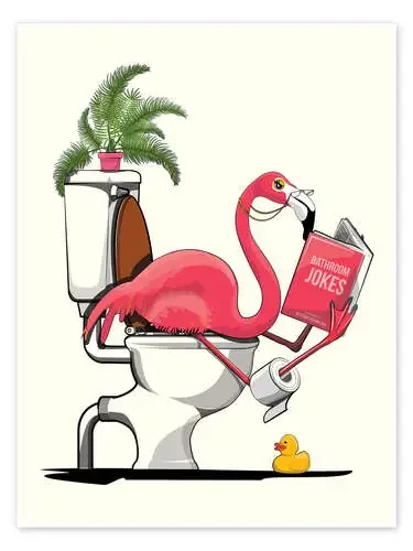 Flamingo sitting on the Toilet de Wyatt9