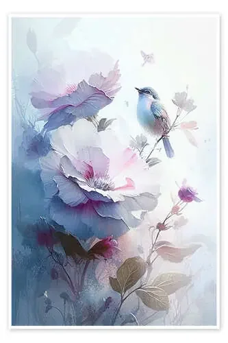 Floral watercolor with bird III de Dreamscapes