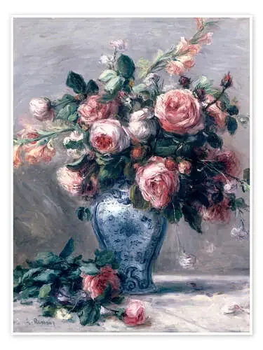 Florero con rosas de Pierre-Auguste Renoir Bridgeman Images