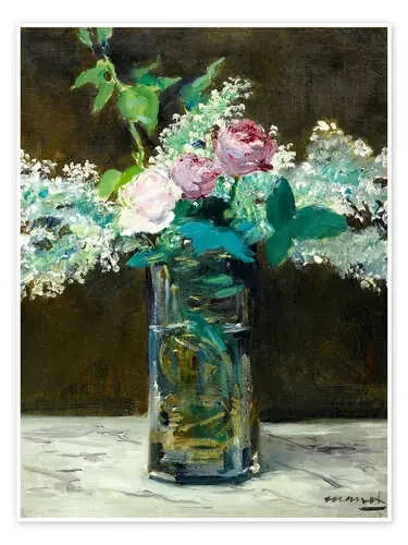 Florero de lilas blancas y rosas de Édouard Manet Master Collection