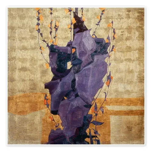 Flores con estilo delante de la pared de Egon Schiele akg-images