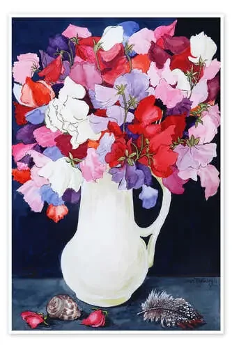 Flores con pluma y caparazón, 2011. de Joan Thewsey Bridgeman Images