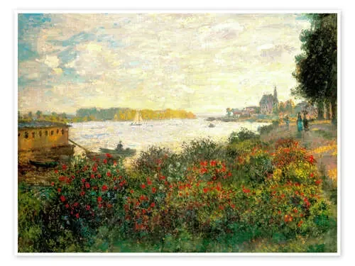Flores rojas en la orilla del Sena en Argenteuil de Claude Monet Master Collection