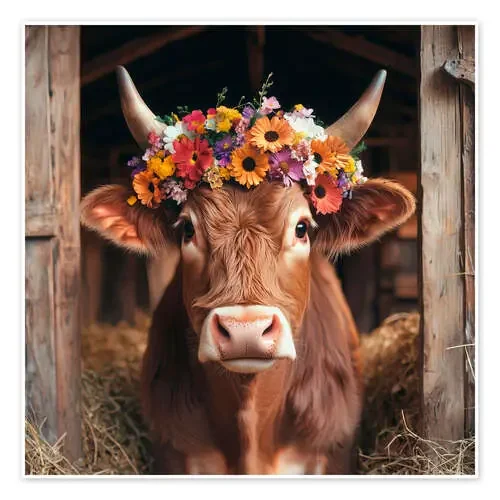 Flower-decorated cow de Thomas Klee