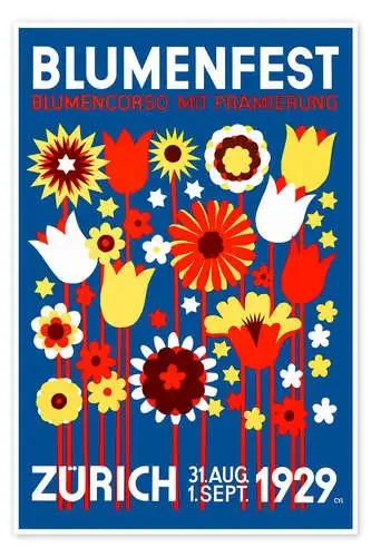 Flower Festival Zurich, 1929 de Walter Cyliax Exhibition Posters
