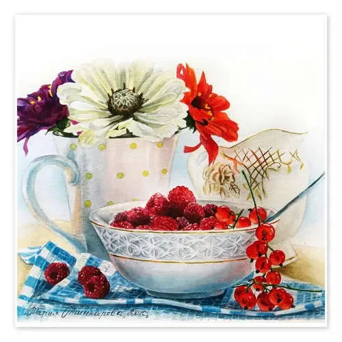 Flowers and berries watercolor painting de Maria Mishkareva