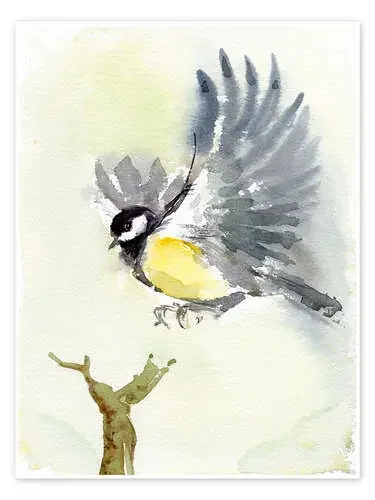 Flying yellow bird de Verbrugge Watercolor