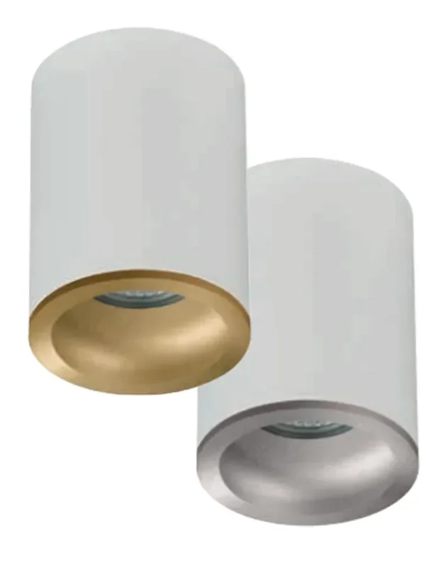 Focos de Superficie Cilindro Blanco/Oro