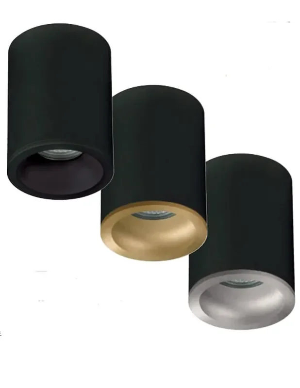 Focos de Superficie Cilindro Negro/Plata