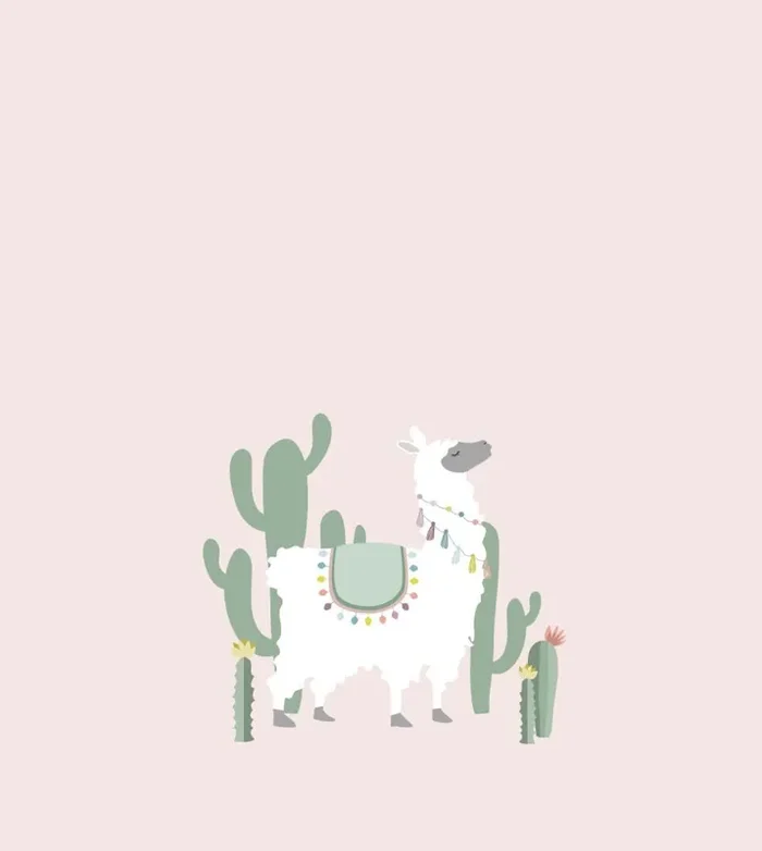 fotomural alpaca rosa suave y verde de ESTAhome – 159160