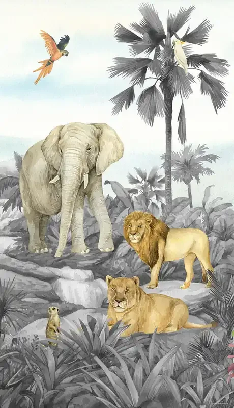 fotomural animales de la selva gris de Sanders & Sanders – 601225