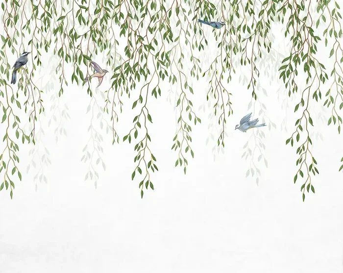 fotomural aves en la naturaleza verde y azul de Sanders & Sanders – 601003