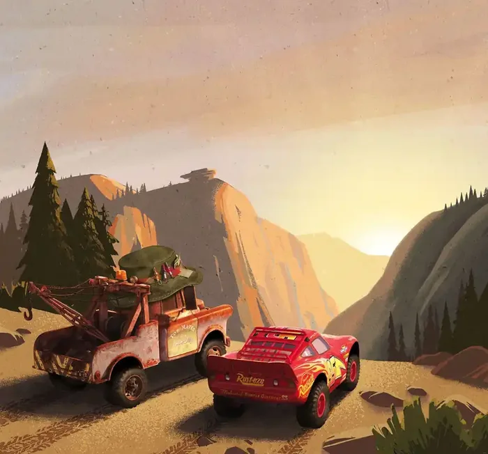 fotomural Cars beige, verde y rojo de Disney – 610778