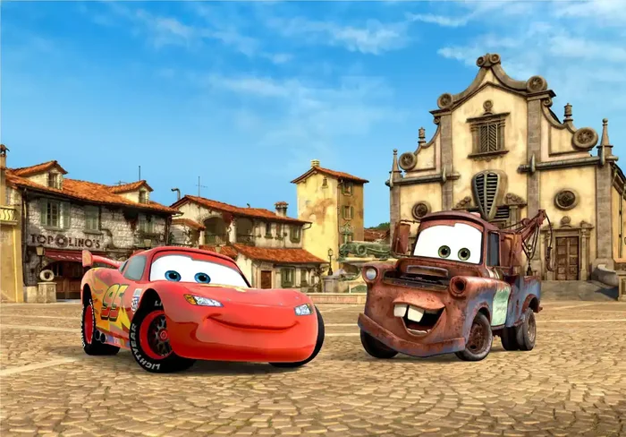 fotomural Cars rojo, azul y beige de Disney – 600573