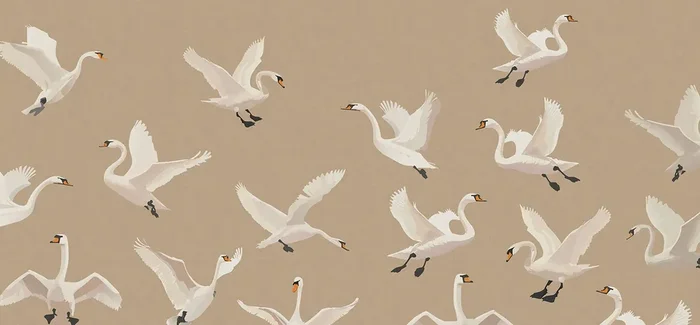 fotomural cisnes cerval y blanco de ESTAhome – 159418