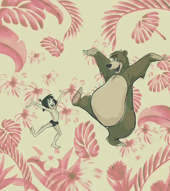 fotomural Dance the Jungle beige y rosa de Disney – 610062