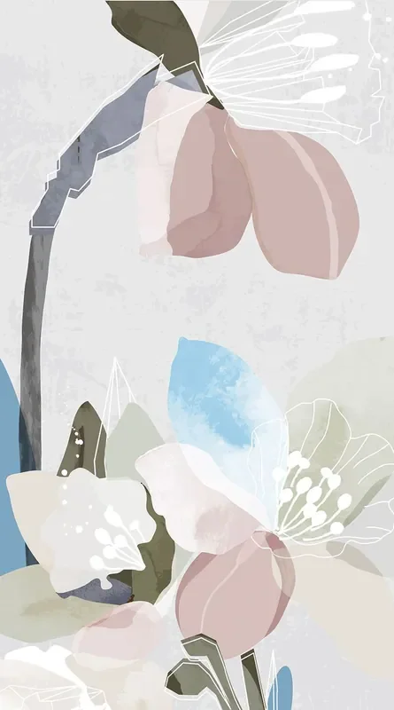 fotomural diseño floral gris, rosa y azul de Sanders & Sanders – 601220