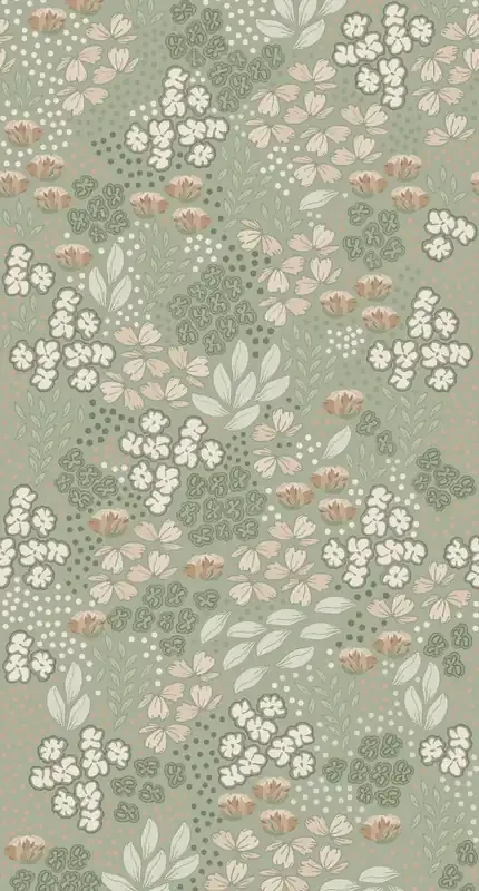 fotomural diseño floral verde menta agrisado de ESTAhome – 159212