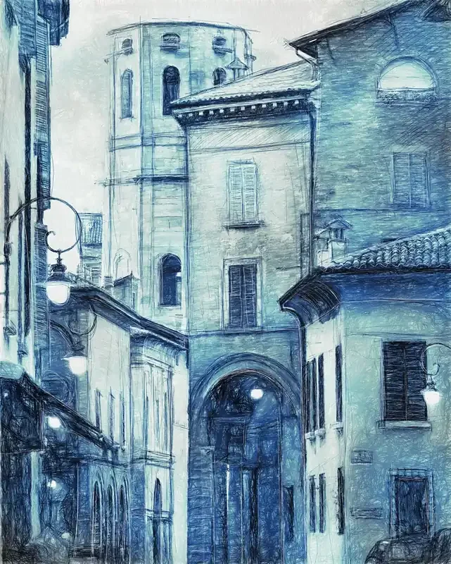 fotomural edificios azul de Komar – 611182