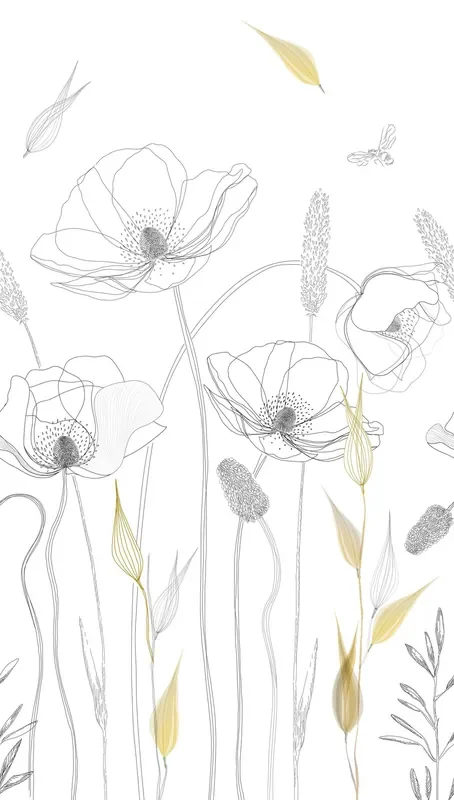 fotomural flores blanco, negro y amarillo de Livingwalls – AS-392121