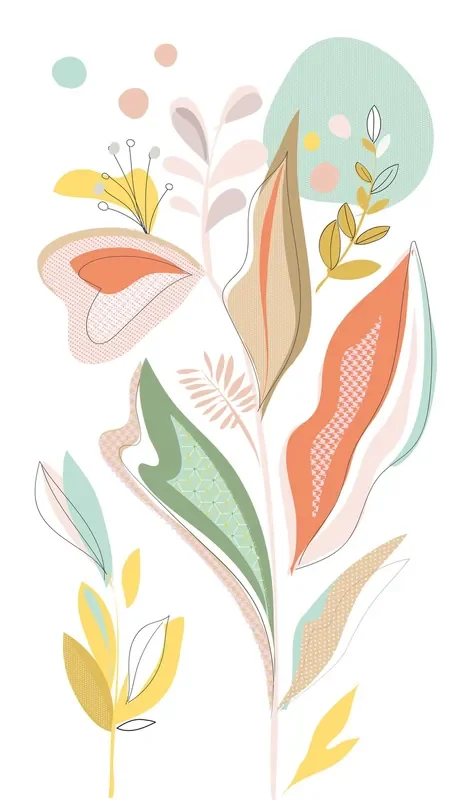 fotomural flores multicolor, blanco, verde, naranja y amarillo de Livingwalls – AS-392111