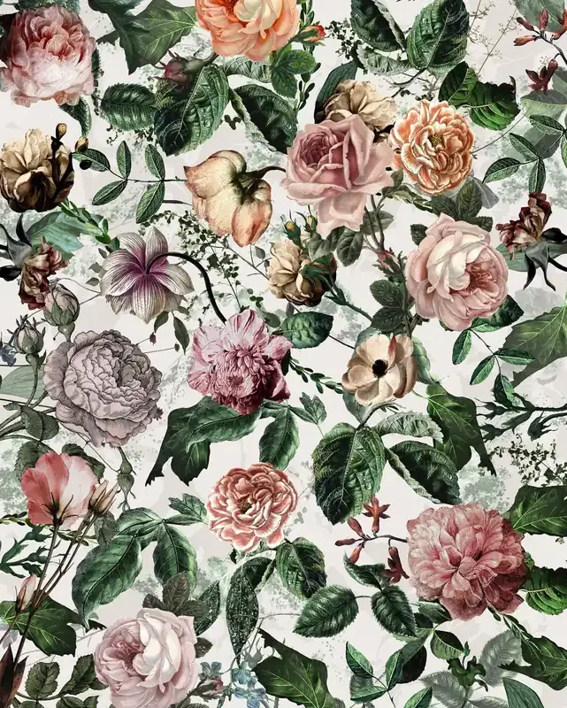 fotomural flores rosa y verde de Sanders & Sanders – 612347