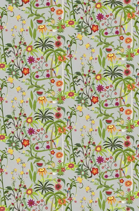 fotomural flores tropicales gris y multicolor de Walls4You – 640100