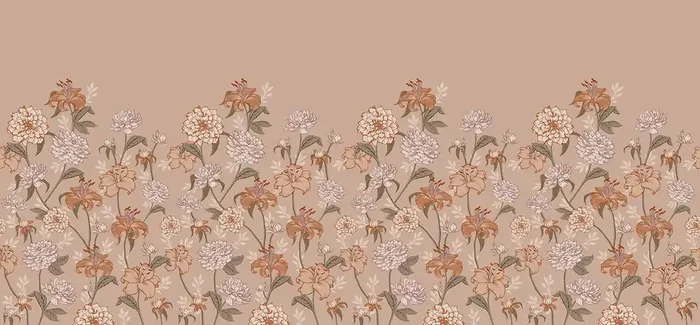 fotomural flores vintage rosa viejo y rojo barro cocido de ESTAhome – 159220