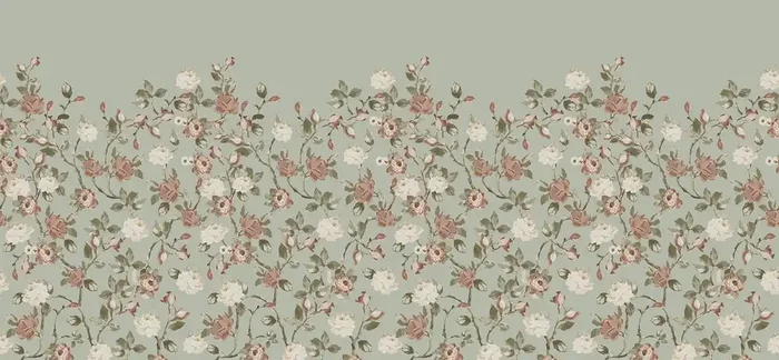 fotomural flores vintage verde menta agrisado y rosa viejo de ESTAhome – 159223