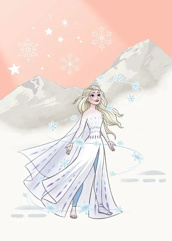 fotomural Frozen magia de invierno rosa suave y blanco de Disney – 612085