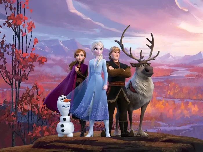 fotomural Frozen morado, naranja y azul de Disney – 600596