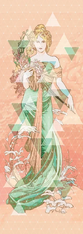 fotomural gráfico rosa y verde de Sanders & Sanders – 611810