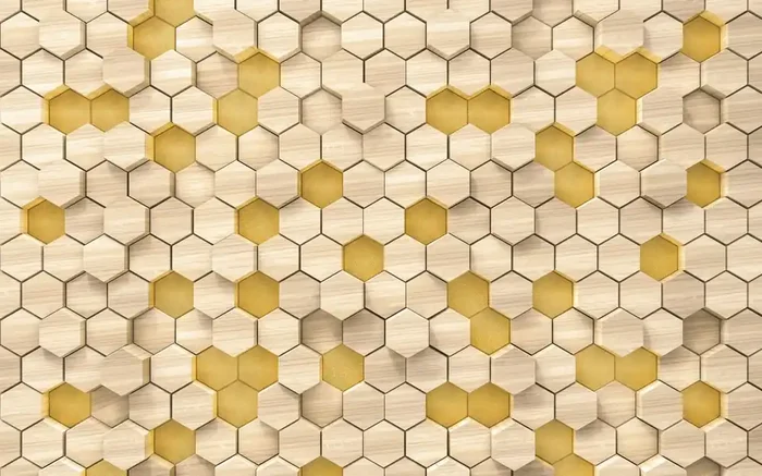 fotomural hexágono beige y amarillo de Sanders & Sanders – 611883