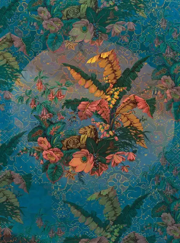 fotomural hojas azul y rosa de Sanders & Sanders – 611831