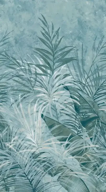 fotomural hojas de la selva tropical azul agrisado de Erismann – 661666