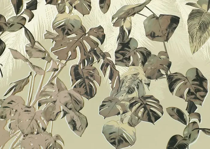 fotomural hojas de palmera beige de Komar – 611216