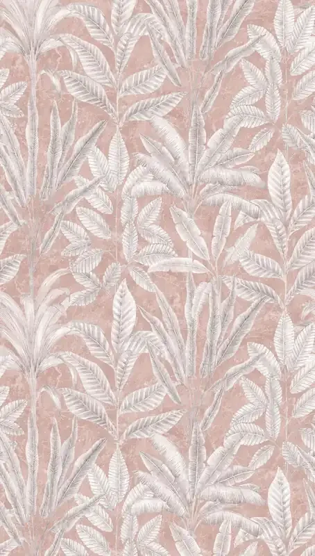 fotomural hojas tropicales rosa, gris y blanco de Livingwalls – AS-393161