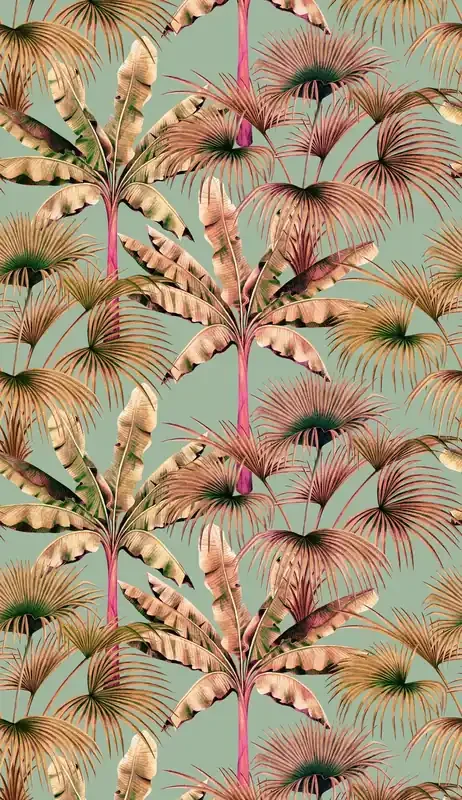 fotomural jungla azul, beige, rosa y verde de Livingwalls – AS-391832