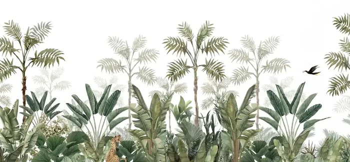fotomural jungla blanco y verde oliva agrisado de ESTAhome – 159176